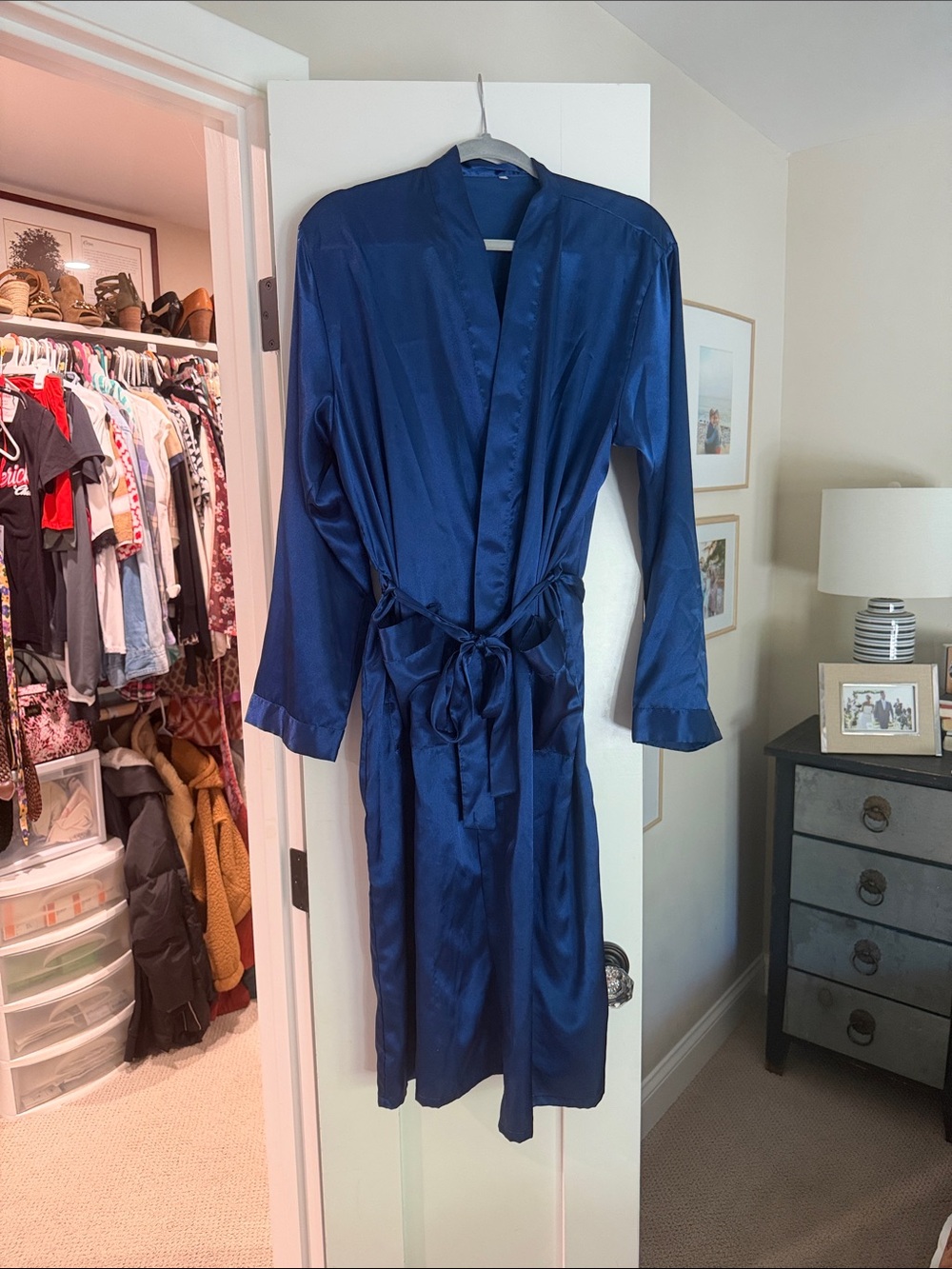Silky Wrap Robe in Navy Blue - Women's Intimates & Sleepwear